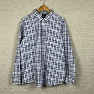 Untuckit Shirt Mens XXXL Blue Green Plaid Tamellini 100% Cotton Button‎ Down